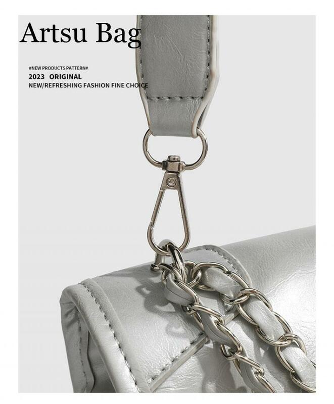 Chain Underarm Bag for Women's 2024 New Luxury Commuter Shoulder Bag Fashion Black Silver Crossbody Bags