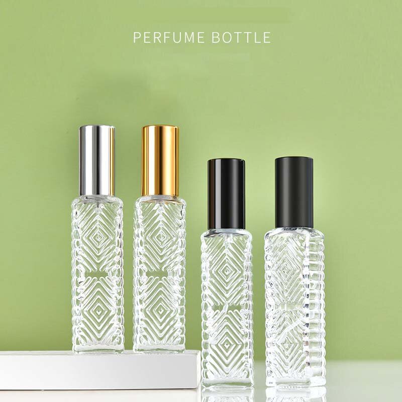 12ml Rhombic Rectangular Transparent Glass Perfume Bottle Spray Bottle Cosmetics Subpackage Empty Bottle Portable Sample Bottle