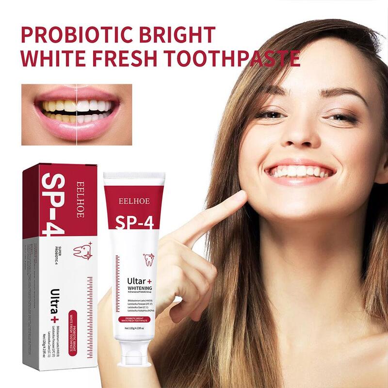 Probiótico Whitening Shark Toothpaste, Oral Care Toothpaste, Respiração fresca, Evita placa, Clareamento dos dentes, SP-4, 120g