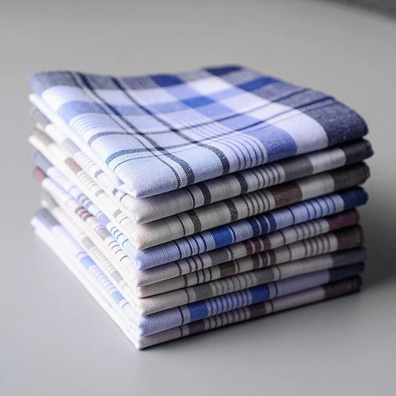 Square Plaid Stripe Handkerchiefs Men Woman Classic Vintage Pocket Pocket Cotton Classic Towel For Wedding Party 38*38cm Random