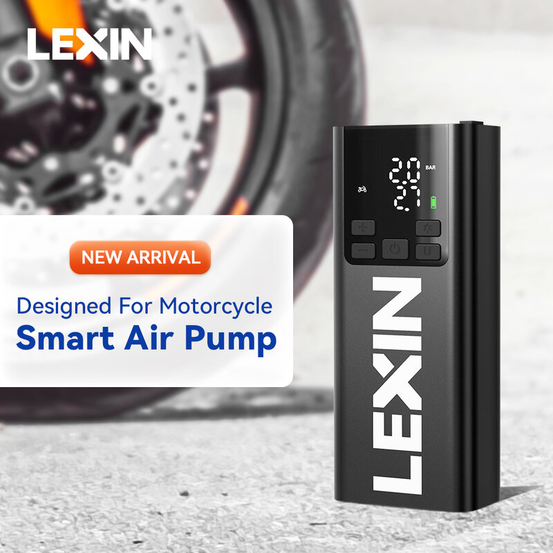 Lexin-bomba de inflado de neumáticos P5 para motocicleta, bomba de inflado inteligente/Banco de energía, iluminación LED brillante, novedad