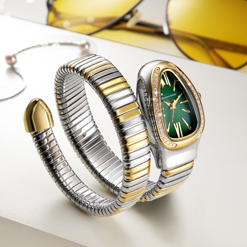 Marlen Keller New Fashion Women's Watch Popular European and American Quartz with Diamonds Snake Shaped Watch