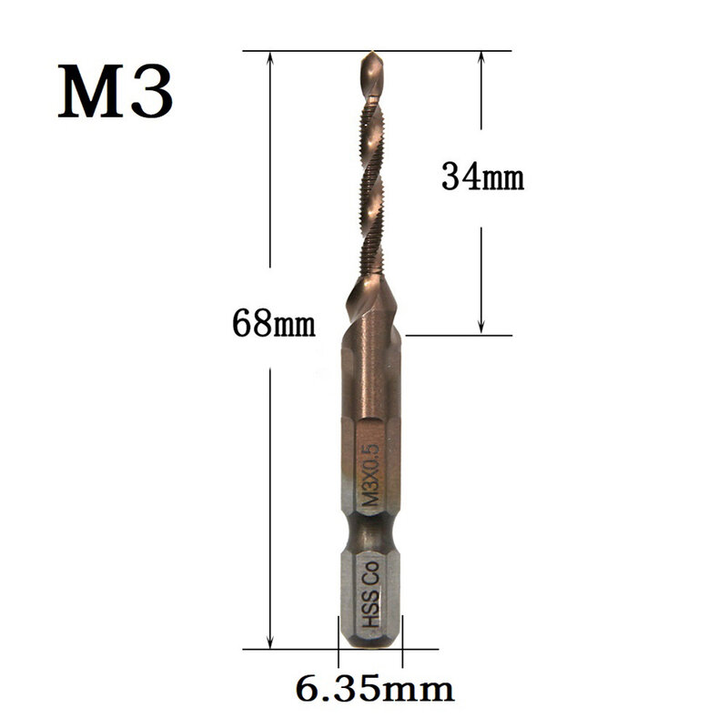 Wiertło do gwintowników do obróbki metalu HSS M35 Śruba sześciokątna Chwyt sześciokątny M10x1,5 M5x0,8 M8x1,25 Wiertło do gwintowników maszynowych