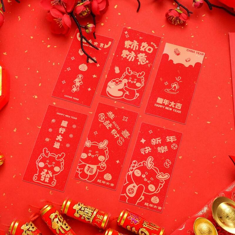 ซองจดหมายตรุษจีนซองจดหมายวัฒนธรรมจีน6ชิ้นซองเทศกาลตรุษจีนพร้อมการ์ตูนสำหรับฤดูใบไม้ผลิ