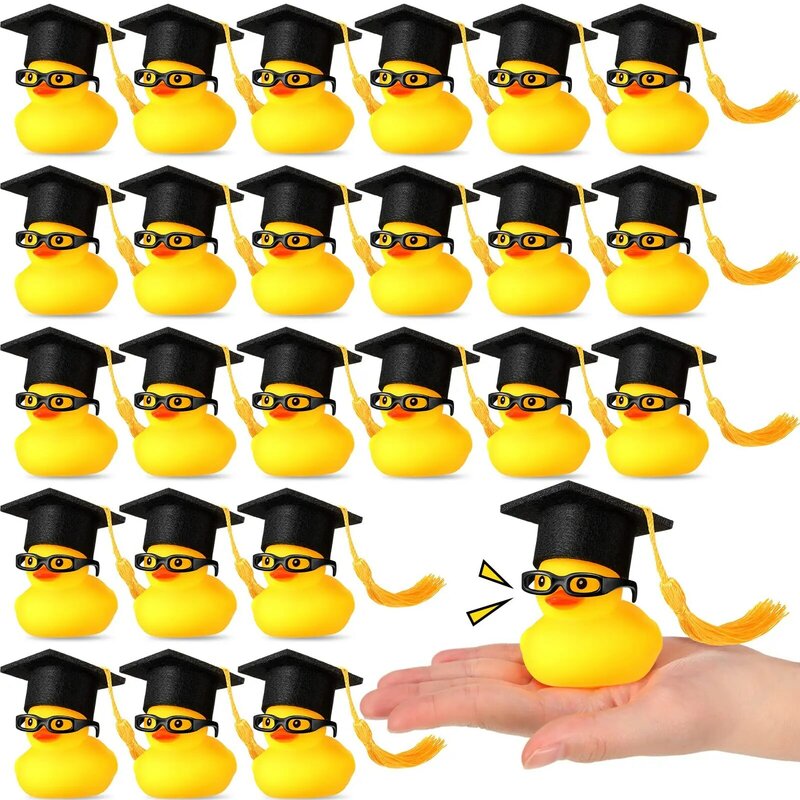 48PC Graduation Rubber Ducks Graduation Gift  Duck Party Bath Duck for Student Graduation Gifts Party Favor Cap