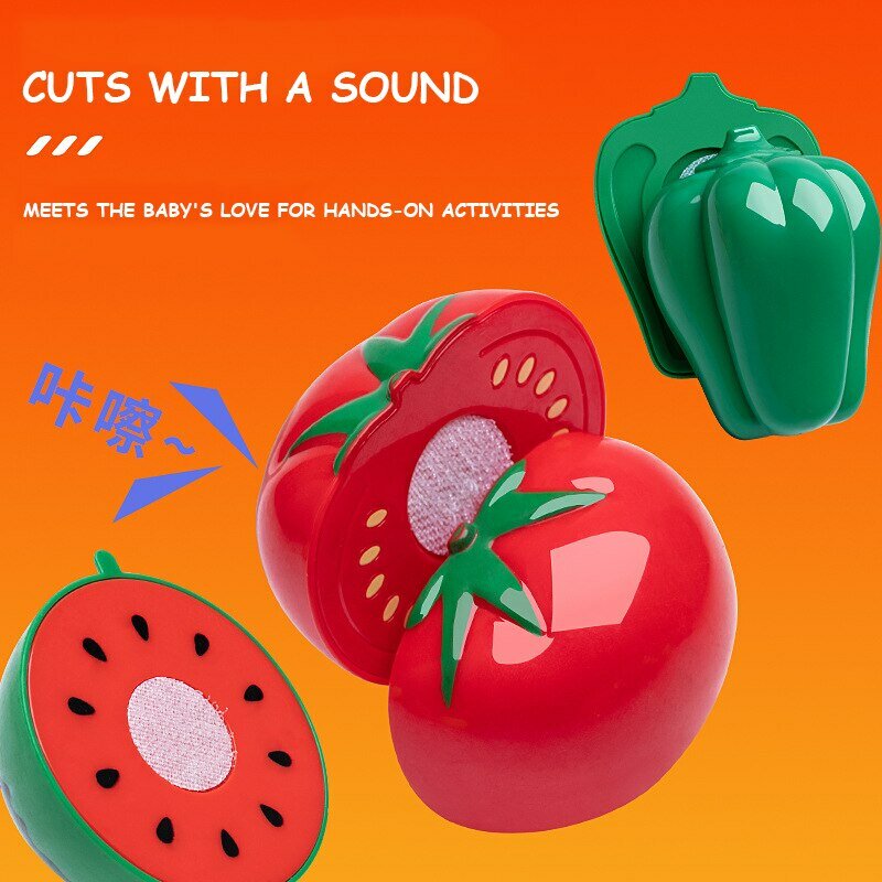 Cutting Play Food Toy for Kids Kitchen Pretend Fruit &Vegetables Accessories Educational Toy Food Kit for Toddler Children Gift