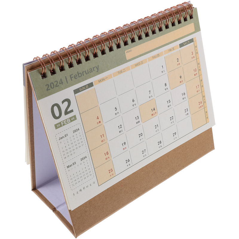 Calendario de escritorio 2024 reutilizable, pequeño, independiente, para oficina