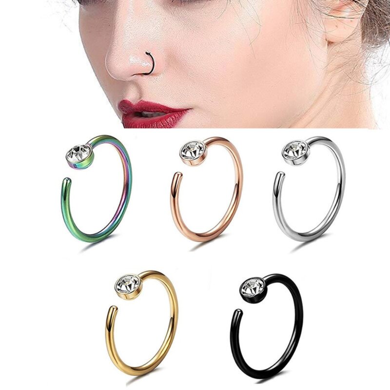 Thin Nose Ring New No Punch Surgical Steel Nose Decoration Hoop Piercing Helix Set Earring Men