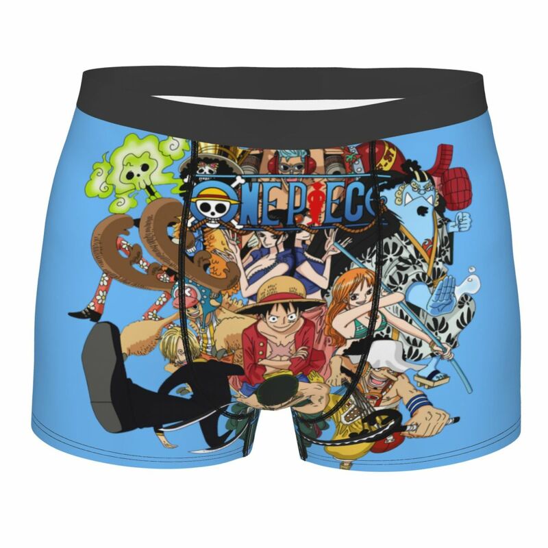Calzoncillos bóxer de Luffy para hombre, calzoncillos muy transpirables, impresión de alta calidad, póster de la colección Best One Collage, regalos de cumpleaños