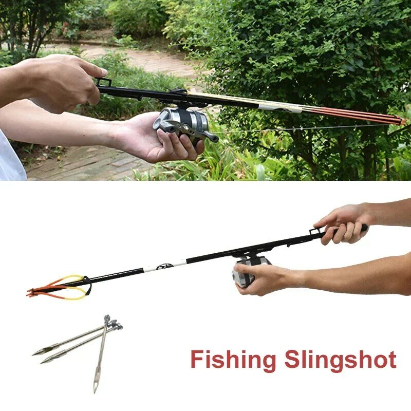 긴 낚시 새총 필드 낚시 도구, 금속 휴대용 양궁 로드, 간단한 물고기 다트 발사기, 야외 빠른 낚시 장비