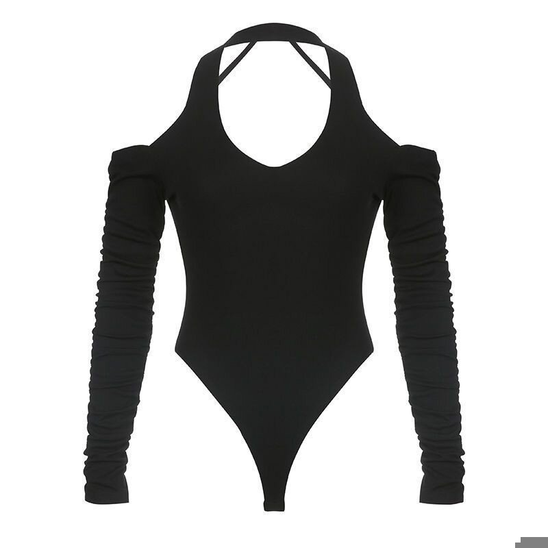 Mono deportivo negro con escote en V profundo para mujer, ropa moldeadora de cuerpo sin espalda, Color sólido, Sexy, nueva moda de verano