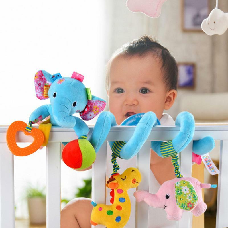 Autos itz Spielzeug Baby Spirale Rasseln weiches Babybett Bett Kinderwagen Spielzeug mit Quietscher Elefant Krippe Spirale Plüsch tier Neugeborenen Spielzeug