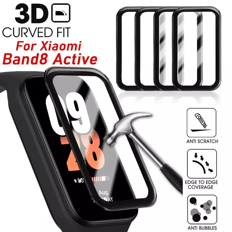 Curved Film for Xiaomi Mi Band8 Active Screen Protector Anti-scratch Full Cover Protective Film for Mi Band 8 Active Not Glass