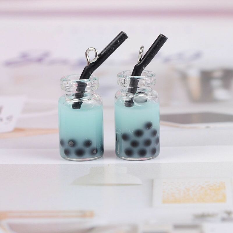 10Pcs Resin Pearl Milk Tea Charms Milk Tea Cup Bottle Pendant DIY Earrings Necklace Key Chain Making Jewelry Craft Accessories