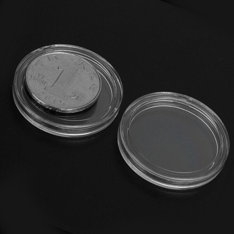 Boîte de rangement de Capsules de pièces de monnaie en plastique transparent, 16/18/19/20/21/23/24/25/26/28/30/32mm
