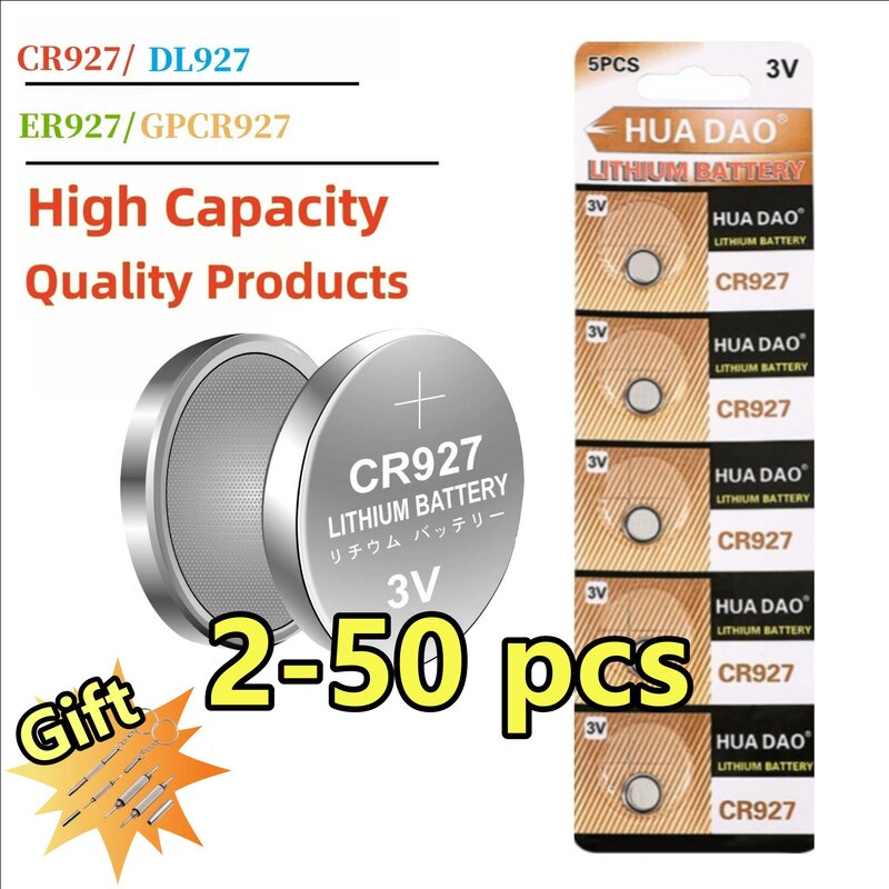 New 2-50PCS CR927 3V Lithium Batteries CR 927 Coin Cells Remote Control Laser Light Clock Watch DL927 BR927 BR927-1W CR927-1W