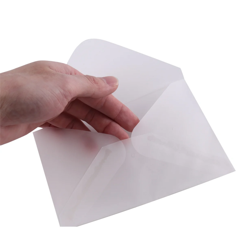 100 buah amplop kertas asam belerang tembus cahaya, digunakan untuk kartu pos/penyimpanan kartu DIY, undangan pernikahan, kemasan hadiah