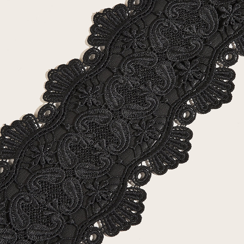 Cinturón de corsé ancho elástico de empalme de encaje para mujer, correa de cintura alta, pretina de cuero de imitación, pretina decorativa de moda