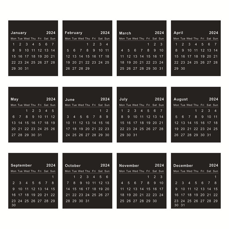 Mini calendrier anglais créatif pour étudiants, calendrier à bobine portable, bloc-notes de licence, décoration de bureau, papeterie, 2024