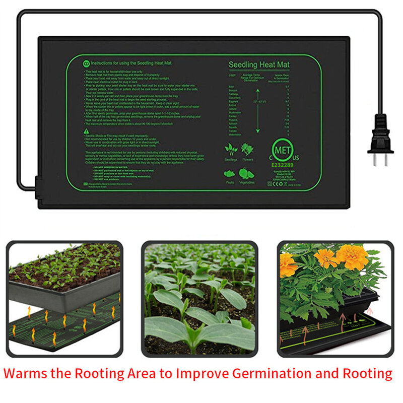 Esteira térmica de mudas hidropônicas para jardinagem doméstica interna, almofada de aquecimento de sementes, germinação quente, plugue impermeável da UE