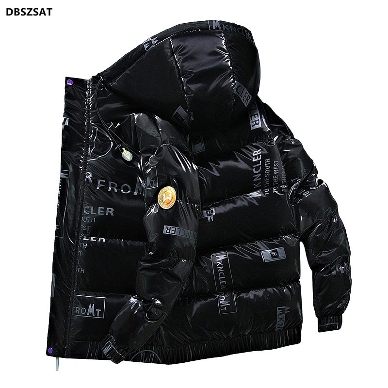 男性用フード付きジャケット,流行の冬服,暖かい,学生用ライト付き,新しいコレクション2023