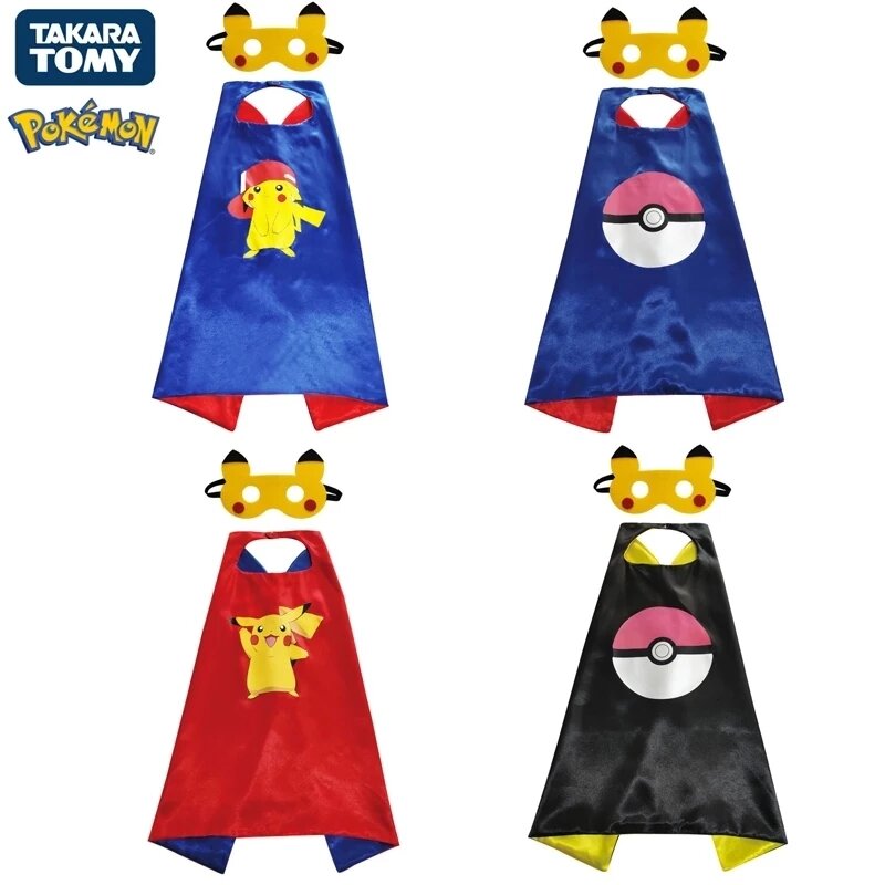 Anime Pokemon Pikachu Pokémon Capes Halloween Costumes Children Party Favors Superhero Cosplay Kids Costume Mask