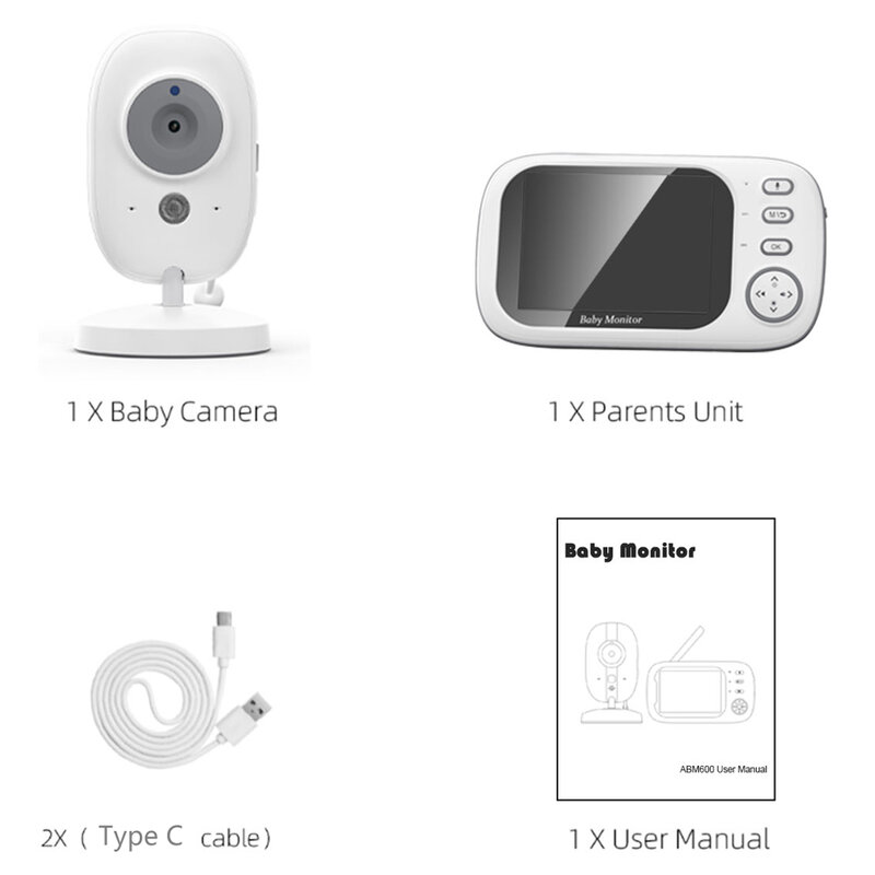 3.5'' Video Baby Monitor 2.4G Mother Kid 2 Way Audio Talk Night Vision Security Cameras Video Surveillance Cam With Temperature