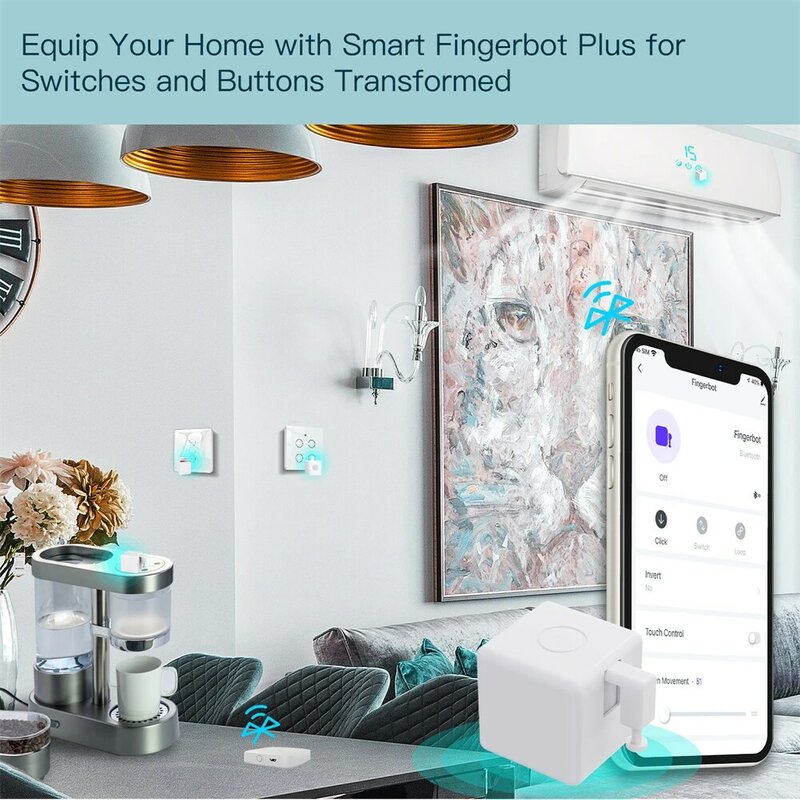 MOES Tuya Tombol Sakelar Fingerbot Bluetooth Pintar Pendorong Smart Life Kontrol Suara Aplikasi Melalui Alexa, Google Assistant