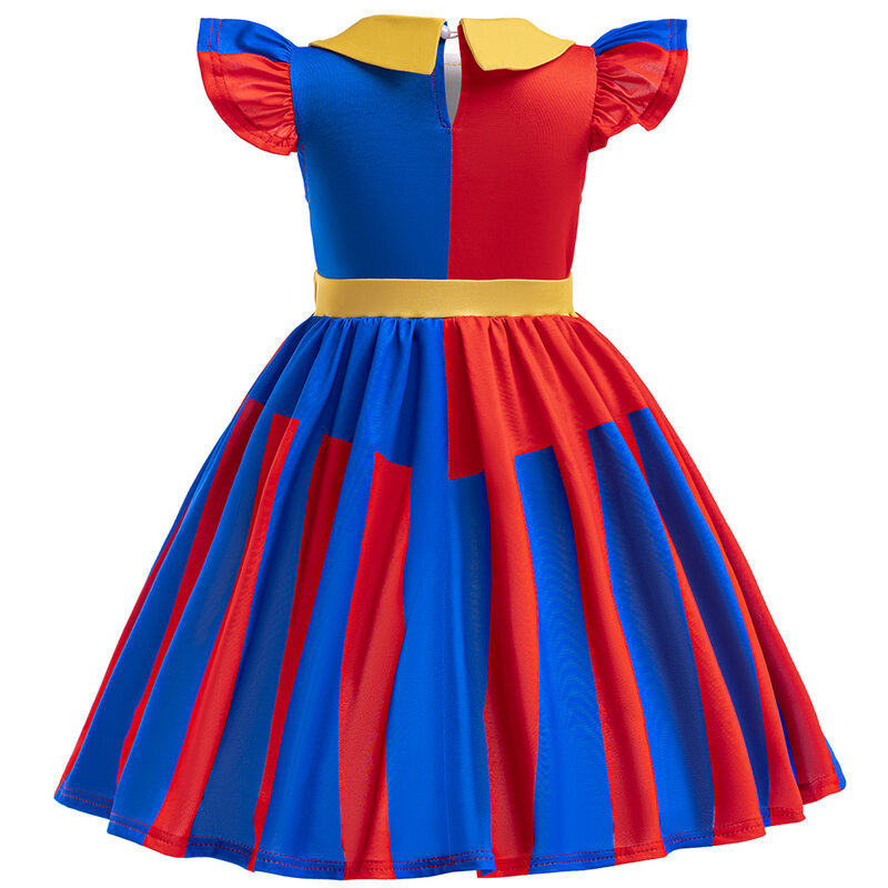 Детское платье в полоску для девочек, цифровое цирковое платье помни, клоун, для косплея, Повседневная летняя одежда