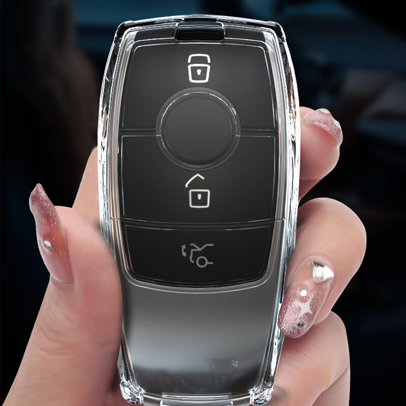 TPU Transparent Car Key Case Cover for Mercedes Benz E C S GLC Class E200 E400 E63 W213 S550 S560 C260 A200 Key Shell Protector