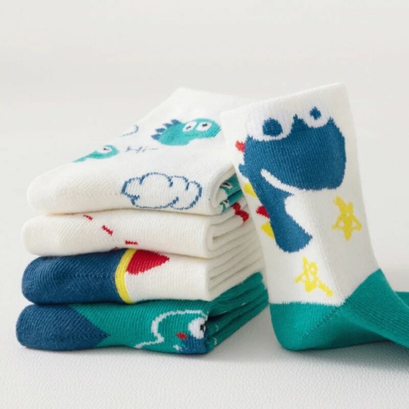 Calcetines divertidos de algodón para niños y niñas, calcetín de pantorrilla, Set1-12Years, otoño e invierno, lote de 5 pares