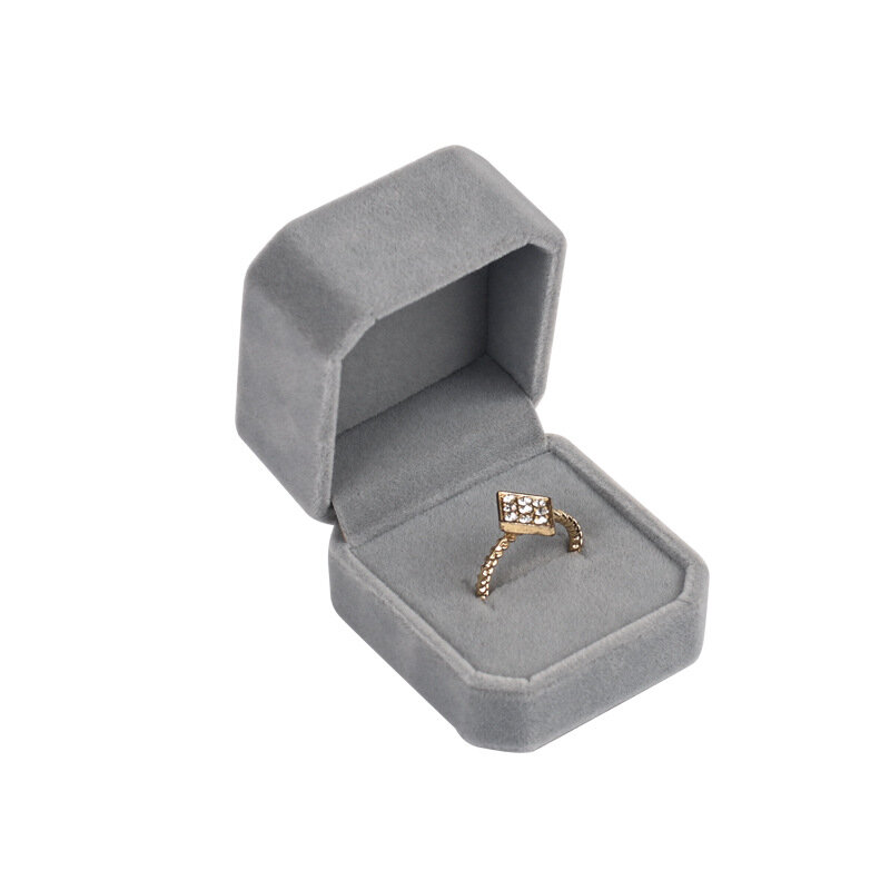 Confezione regalo di gioielli quadrati in velluto grigio di alta qualità, collana solida di moda, orecchini, anelli, custodie per Peckage, supporto per esposizione di gioielli