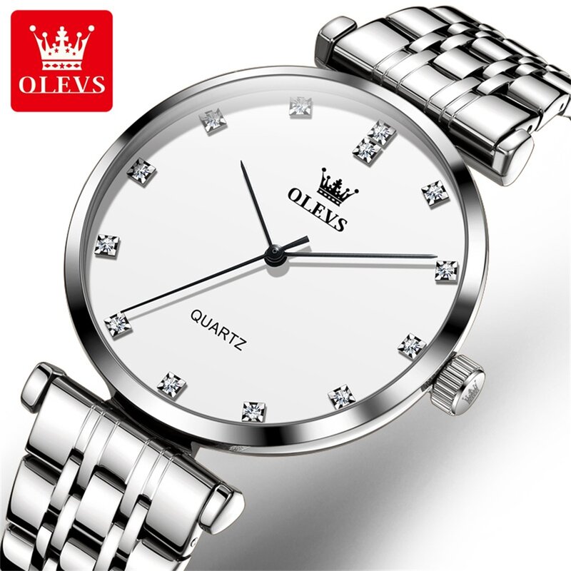 Olevs-男性用クォーツ時計、ステンレス鋼ストラップ、防水シンプルな時計、高級ブランド、新しいファッション、2022