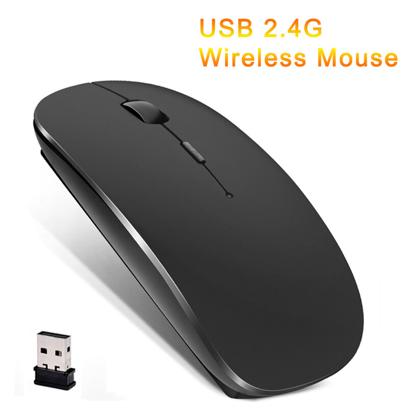 Slim Wireless Mouse 2.4GHz เมาส์ไร้สาย1600DPI Gamer Office เมาส์ที่เงียบสงบออกแบบตามหลักสรีรศาสตร์เม้าส์ USB Receiver สำหรับ PC แล็ปท็อป
