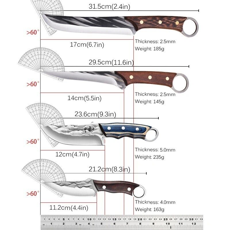 Кованый кухонный нож ножи для резки рыболовный нож для мяса цветной деревянный кухонный инструмент шеф-нож Мясницкий острый ножницы для костей