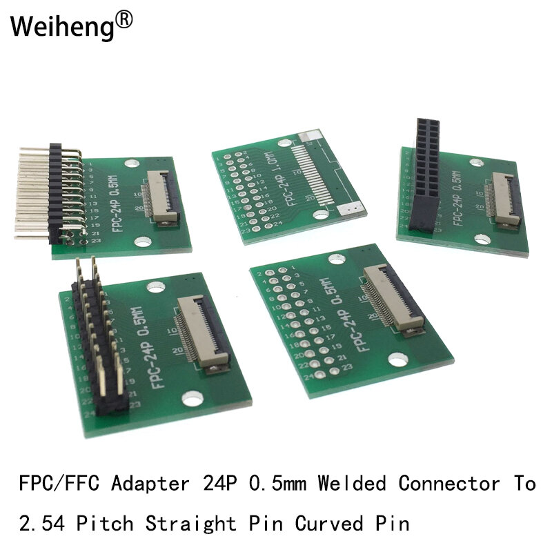 10Pcs FPC/FFC 24P Flexible Cable Adapter Board Double-sided 0.5mm To 2.54mm Straight Curved Needle