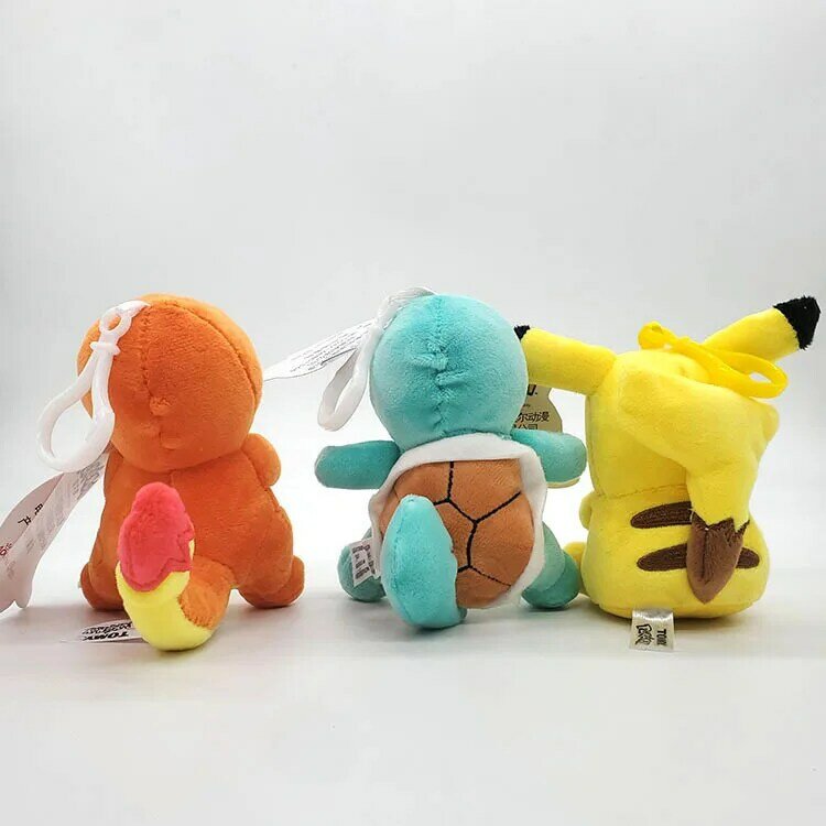 Pokemon Plush Cartoon Toys para Crianças, Chaveiro Pingente, Figuras Anime, Pikachu, Charmander, Psyduck, Squirtle, Snorlax, Presente de Natal