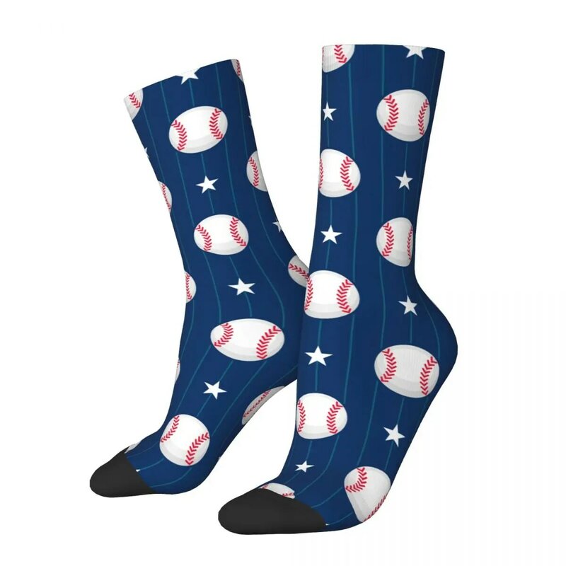 Chaussettes de conception de balle de baseball unisexe, chaussettes d'impression, respirant, thème sportif, joueur d'étoiles, produit