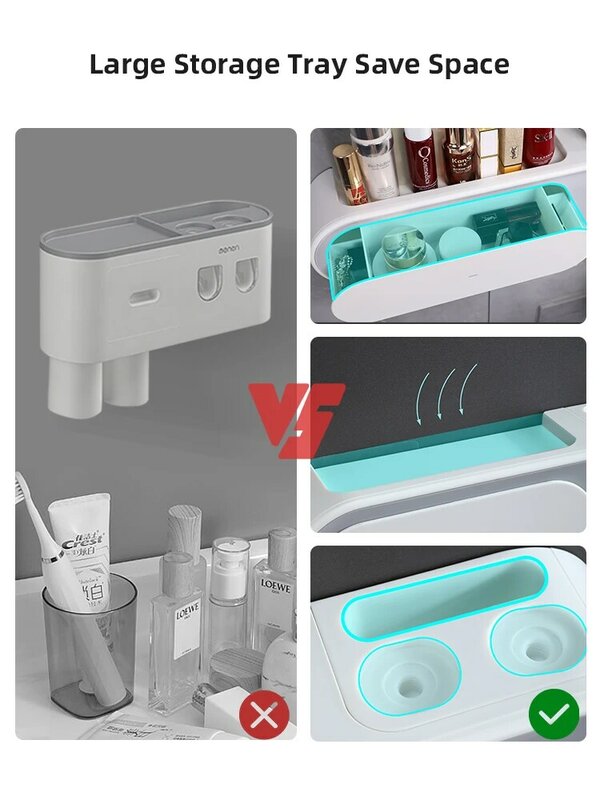 Bathroom Electric Toothbrush Holder Wall Automatic Toothpaste Squeezer with Magnetic,Device for Dental Brush Bathroom Organizer
