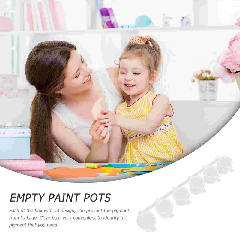 5 Sets Paint Box Empty Pots Watercolor Container Pigment Paints 10ml Clear Storage Cup Plastic Strips Child