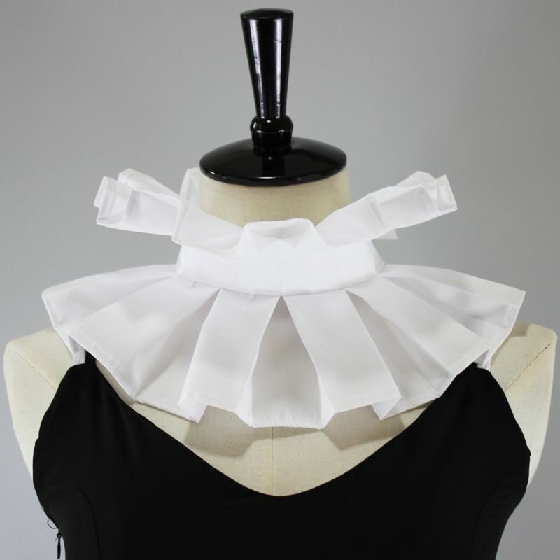 Womens Vintage Cotton Ruffle Fake Collar Victorian White Neck Ruff Scarf Halloween Cosplay Costume Drop Shipping