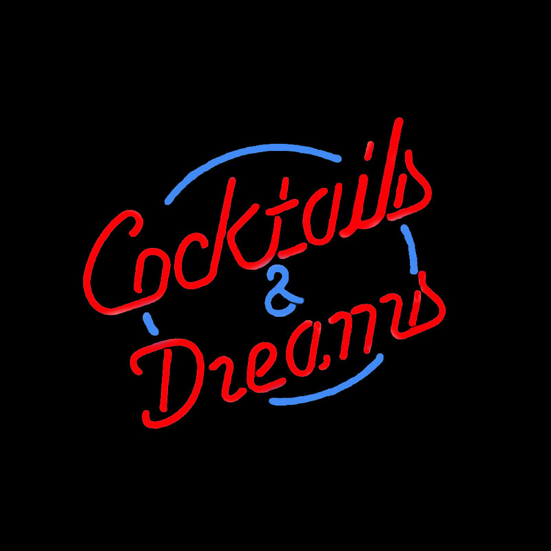 Коктейли и мечты, неоновая фотография, оригинальная стеклянная трубка ручной работы, магазин напитков, рекламная комнатная декоративная витрина, лампа 17x14 дюймов