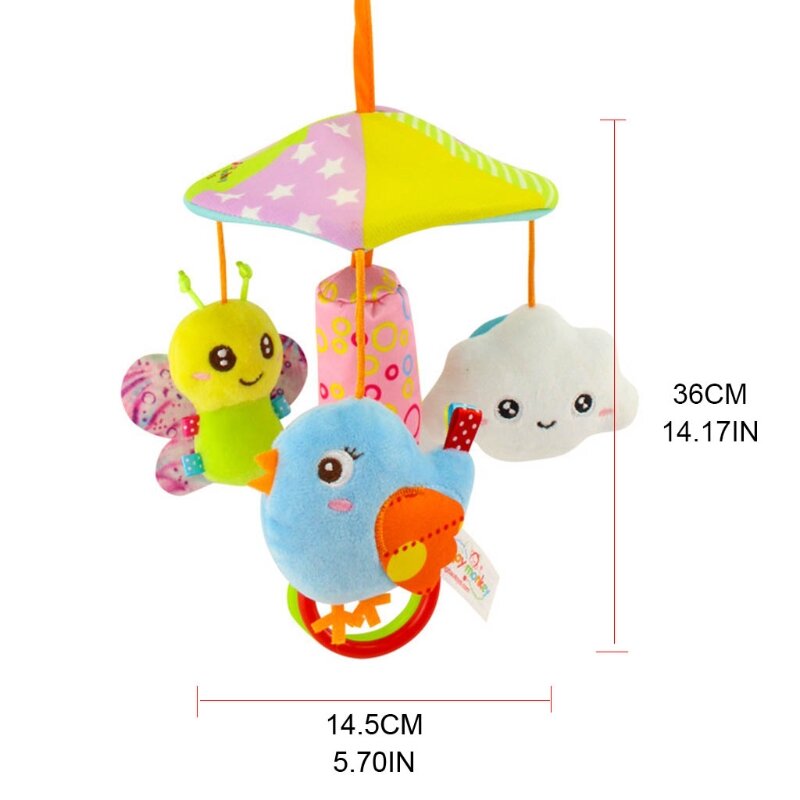 77HD 赤ちゃんの知能向上おもちゃベル内側漫画の形の吊り下げ綿のおもちゃ