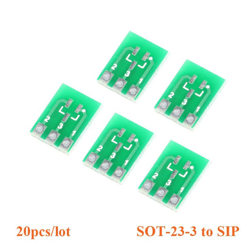 Duplo Lado SMD SOT23-3 para DIP SIP3 Adaptador, PCB DIY Placa Conversor, SOT SIP IC Tomada Board, Circuitos integrados, 20 Pcs