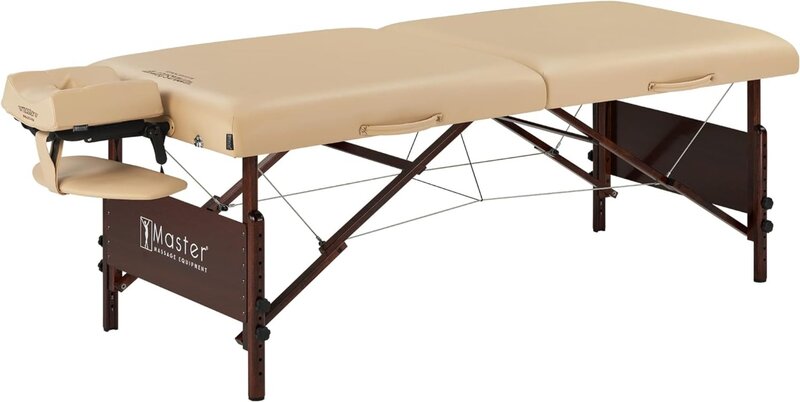 Master-Paquete de mesa de masaje portátil Del Ray Pro, Color arena, lujoso con cojín grueso de espuma de 3"