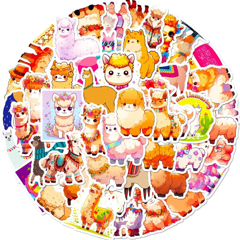 50Pcs Cartoon Cute Alpaca Series Graffiti Stickers Suitable for Laptop Helmets Desktop Decoration DIY Stickers Toys Wholesale