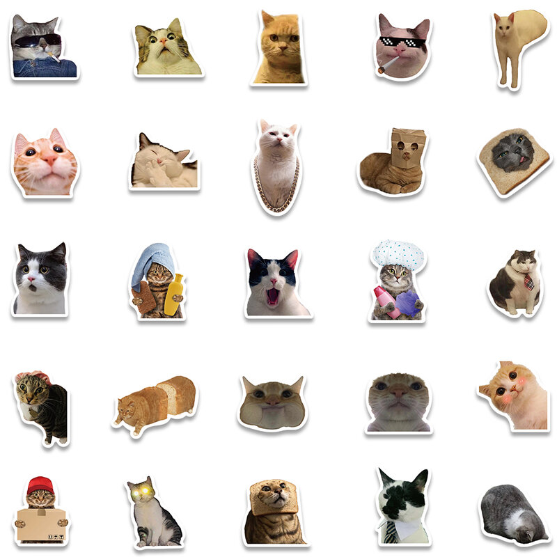 귀여운 강아지 고양이 MEME 재미있는 동물 스티커, 미적 데칼 노트북 자동차 오토바이 노트북 어린이 만화 스티커 장난감, 10 30 50 100 개