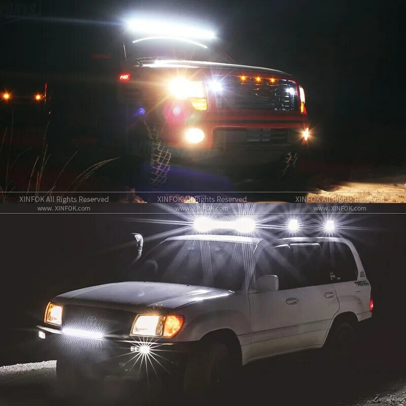 Luz LED redonda para caminhão off-road, luz de condução de trabalho, trator, automóvel, carro, veículo, 4x4, 12V, 24V