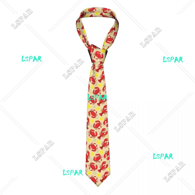 Klasyczny krawat dla mężczyzn Jedwabne krawaty męskie na wesele Biznesowy krawat dla dorosłych Casual Lobster i krab z cytryną i koperkiem Krawat