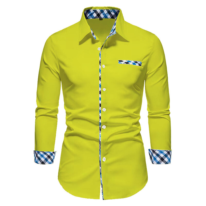 남성용 비즈니스 캐주얼 단색 스플라이싱 긴팔 폴로 셔츠, 야외 놀이용 편안한 소프트 원단, 남성용 탑 S-6XL, 2023 신제품